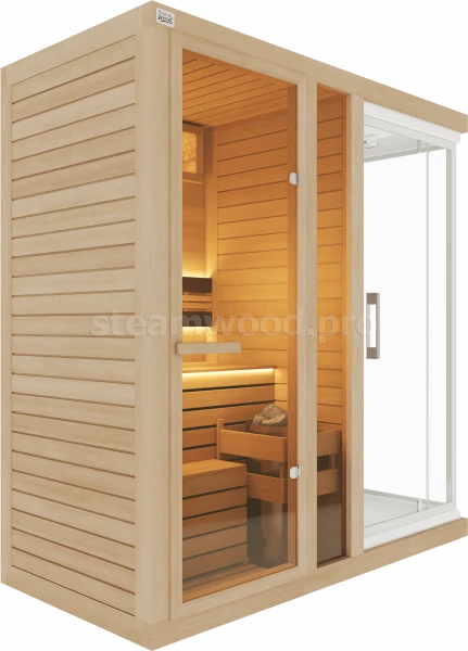 Одноместная финская сауна Comfort  из кедра с Душевой кабиной