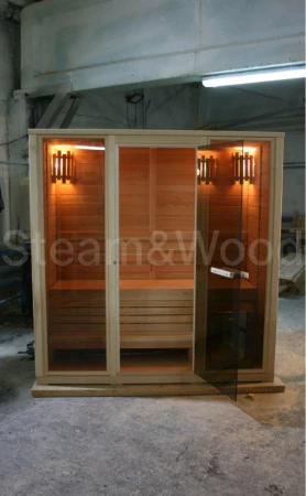 Трехместная финская сауна Comfort из кедра